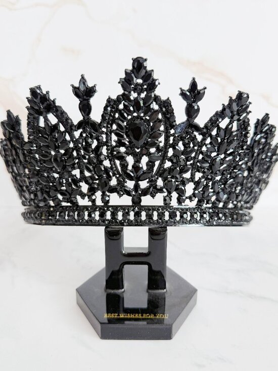 black crown, black crystal crown, gothic headpiece, Halloween costume, cosplay main image 6